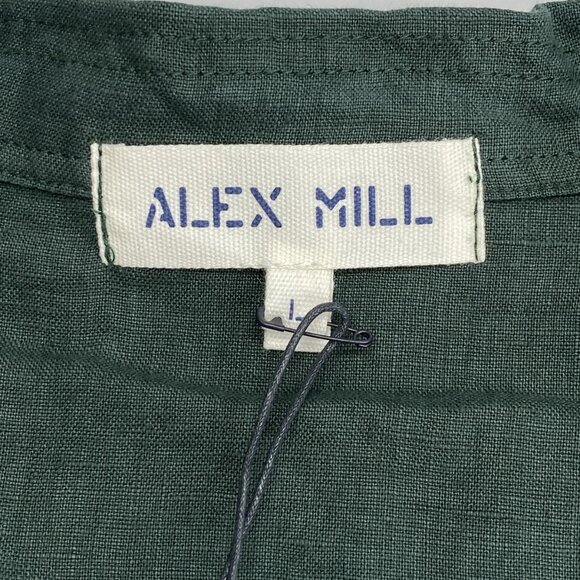 Alex Mill Men's Camp Short Sleeve Linen Shirt Pine Grove Green Size L - Picture 5 of 11